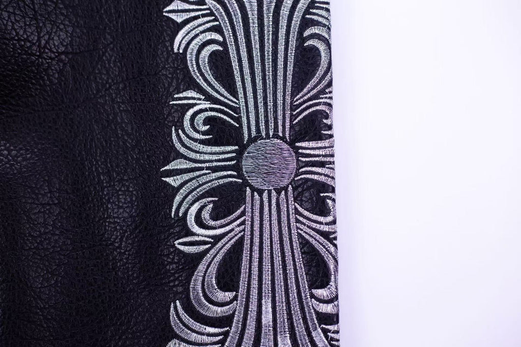 Embroidered Sleeve Varsity Jacket - Black Streetwear Coat 5577